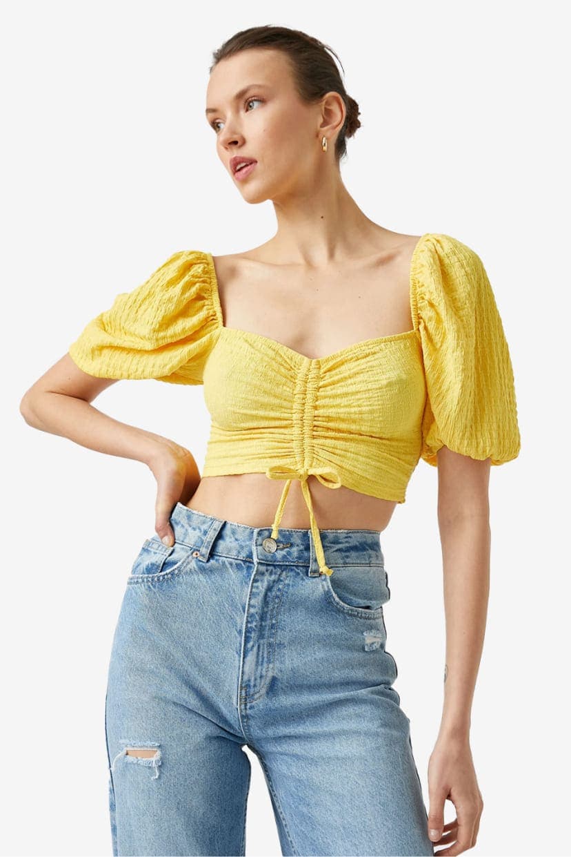 Puff Sleeve Shirred Blouse
